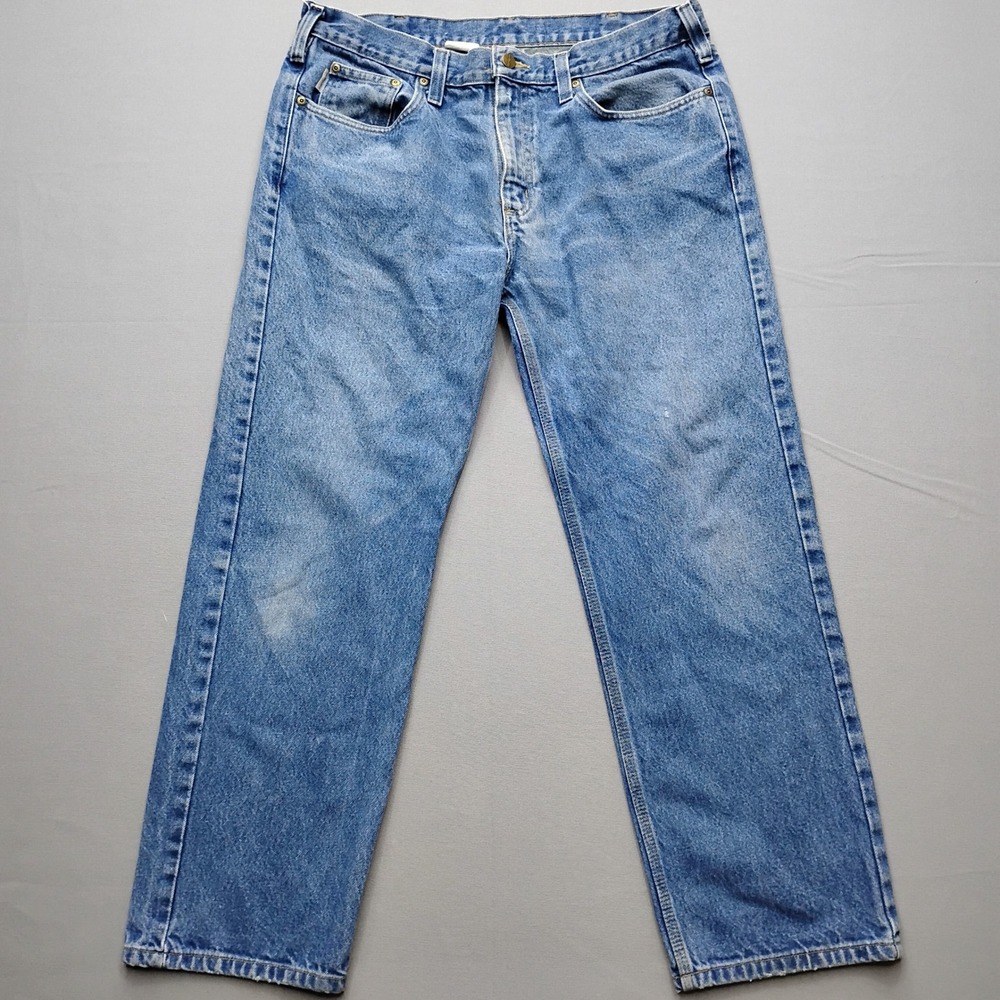 Vintage Carhartt B460 DVB Relaxed Fit Jeans Mens 36x30 Blue Denim Made in Mexico